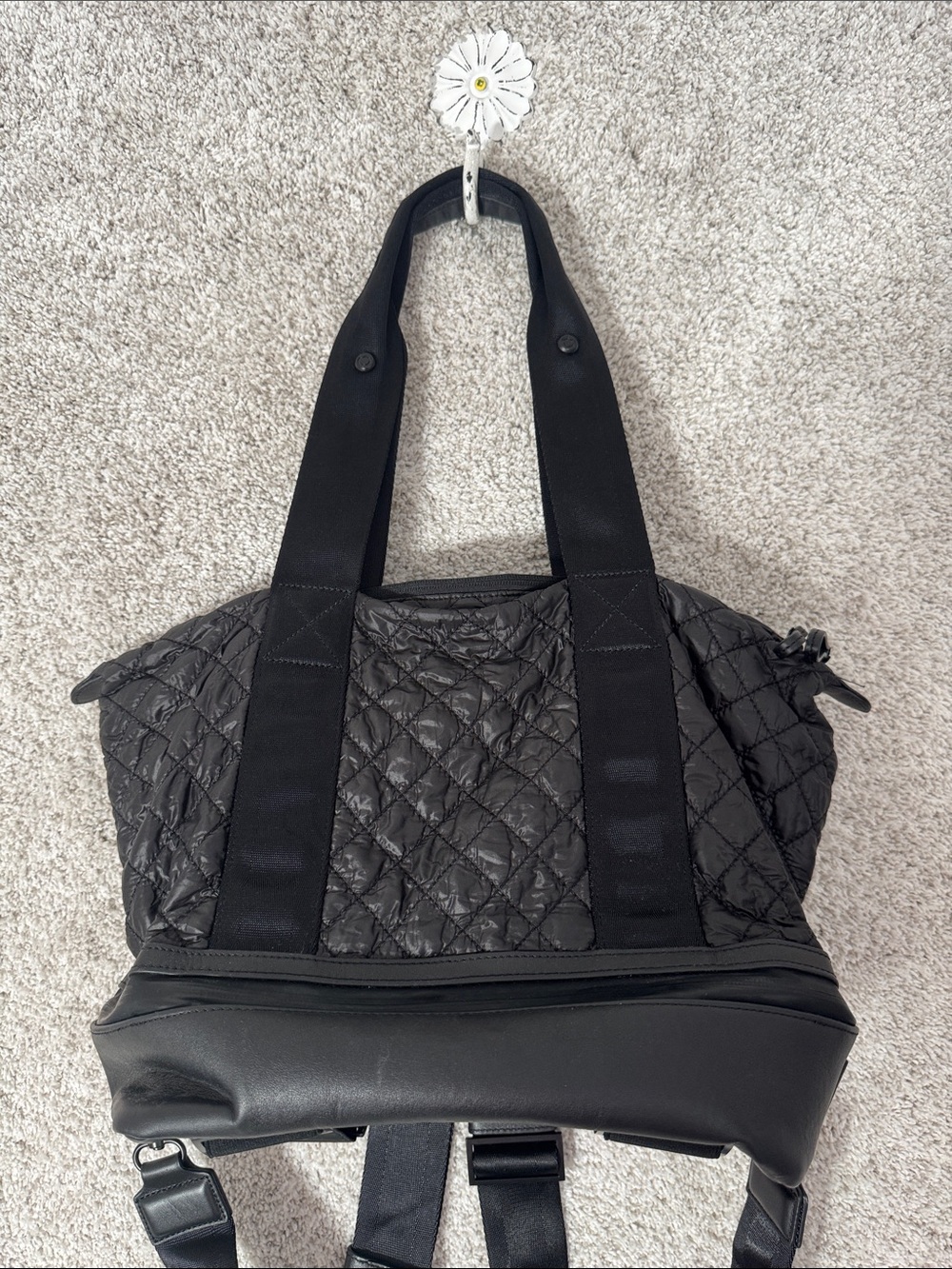 EUC Caraa Sport Tote- Black Quilted Nylon